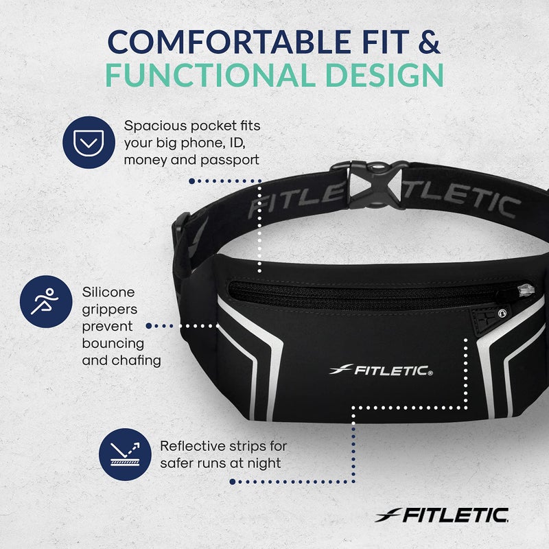 Fitletic Modern Sports Running Belt For Men & Women â€“ Water Resistant Pouch - Fits All Smart Phones- Lightweight, Low Profile Design â€“Lycra Coated With Inner Card Organizer Pocket - Image 5